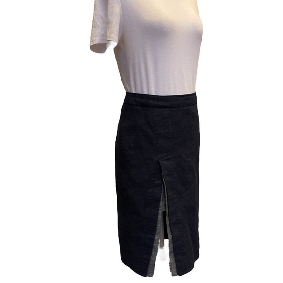 BCBG Maxazria Dark Blue Split Front Midi Pencil Skirt Size: 8 - Picture 3 of 9